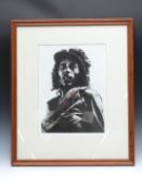 WITHDRAWN Adrian Boot limited edition black and white photographic print of Bob Marley, 40 x 30cm