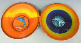 Two limited edition Poole Pottery chargers, 'Earth' and 'Final Quay'