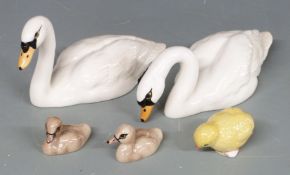 Beswick swans, cygnets and chick figures
