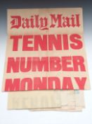 Circa 1920s newspaper posters, each 76 x 51cm, comprising Daily Herald Nobile: food from