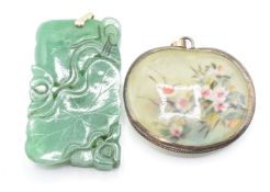 Chinese hardstone pendant and a reverse painted pendant