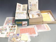 A collection of stamps, mainly loose and in packets together with GB early QEII mint sheets, part