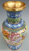 A large Chinese cloisonné enamel vase decorated with butterflies and flowers, 31cm tall