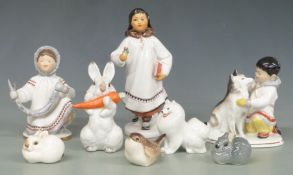 Lomonosov/USSR Native Inuit figures, animals etc