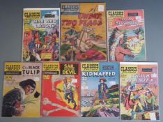 Six Classics Illustrated comic books comprising The Black Tulip UK 73, Sail With The Devil UK 143,