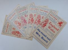 Six Rugby programmes 1924-1934, all England v Wales at Swansea and Cardiff Arms Park