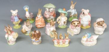 Fifteen Beswick Beatrix Potter figures including Peter, Jemima, Appley Dapply etc