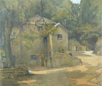Dorothy Lake Gregory (American, 1893-1970) pastel mill building in woodland setting, 40 x 46cm