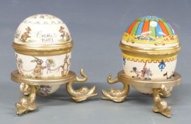 Six Halcyon Days enamel boxes including two eggs, ladybird etc