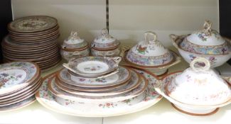 Early 19thC Royal Worcester part dinner service with enamelled chinoiserie decoration and