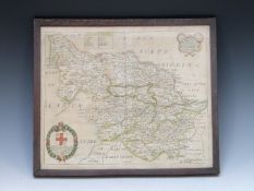 Richard Blome 17thC map 'A Map of the West Ridings of York Shire with its Wapontakes', 28 x 23cm