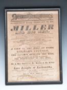 19thC Bridgnorth theatre flyer or poster dated 1834, 25 x 18.5cm, together with a 19thC portrait