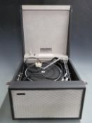 Hacker Gondolier GP42 record player with Garrard 2025TC deck in grey two tone Rexine finish