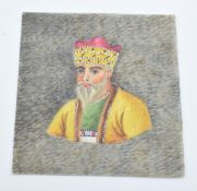 A late 19th/20thC Indian portrait miniature on ivory of a nobleman, 6 x 6cm