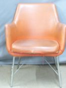 Retro faux leather armchair with chrome base