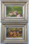 Pair of still life oils on canvas of fruit in gilt wood frames, one signed J W Robson, 14 x 22cm