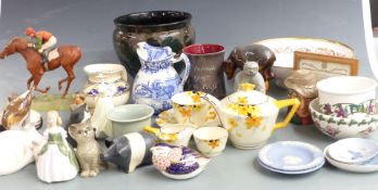 Ceramics and collectables including Crown Ducal Art Deco tea ware, studio pottery, Russian bear,