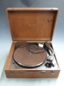 Collaro electric portable record player 'Microgram' in brown Rexine finish, c1950