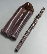 A late 19thC rosewood fife stamped Riviere and Hawkes, London, 28 Leicester Square, possibly