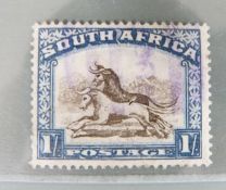 South Africa 1930-44 1s brown and deep blue with error - dart in gnu's back  (SG 48a)