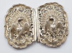 Indian white metal buckle in the form of peacocks