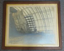 Large framed photograph of Joseph Paxton's Crystal Palace depicting workers on a balcony, likely