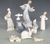 Eight Lladro figures, tallest 32cm
