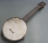 Keech ukulele banjo, c1930s, in original case, reg no 4021x