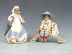 Lladro boy and girl figures, tallest 28cm