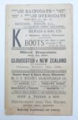 Gloucester v New Zealand (All Blacks) October 1905, Kingsholm, Gloucester, Rugby programme