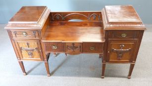 19thC breakfront sideboard with neoclassical swag and urn destination, with central drawer flanked