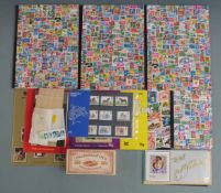 Collection of stamp albums and loose stamps and a vintage cigarette box for Perfectos No 2