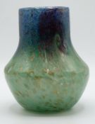 Monart, Vasart or similar glass vase with aventurine decoration over blue and green ground, 18cm
