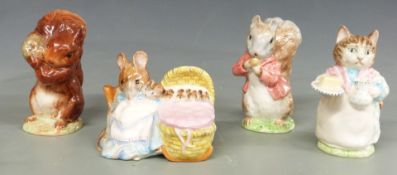 Eight Beswick Beatrix Potter figures with BP2 gold oval backstamps including Old Mr Brown, Pigling