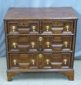 18th/19thC oak bachelor's chest of two over two graduated drawers with moulded and panelled