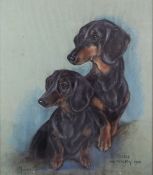 Marjorie Cox (1915-2003) pastel portrait of dachshund dogs Rudi & Nicky, signed lower left, titled
