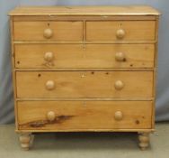 Victorian pine chest of two over three graduated drawers, W100 x D44 x H98cm
