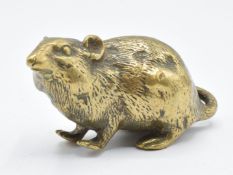Japanese cast brass model of a mouse/ rat, threaded hole to base, likely early 20thC, H3cm