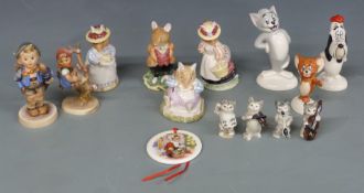 Beswick Walt Disney cartoon figures, Tom and Jerry and Droopy, four Royal Doulton Brambly Hedge