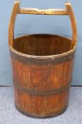Vintage coopered bucket, diameter 34 x H56cm
