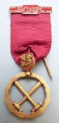 Loyal Order of Moose 9ct gold medal/jewel named to Victor Fawkes, Stroud Lodge 1934-35, weight 11.0g