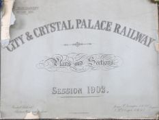 Four bound sets of plans and sections relating to the Crystal Palace light railways, comprising
