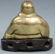 Chinese brass Buddha on stand, H15cm