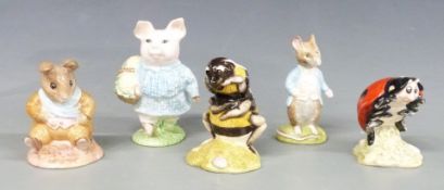 Ten Beswick/Royal Albert Beatrix Potter figures including Little Black Rabbit, Johnny with Bag,