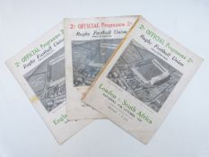 Three Rugby programmes South Africa v England, London and Combined Services, Twickenham 1931-1932