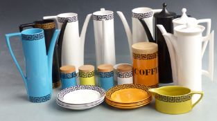 A collection of 1960s retro Susan Williams-Ellis for Portmeirion coffee pots, storage jars etc,