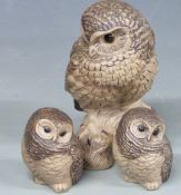 Lomonosov/ USSR Polar Bear family and advertising plaque, Poole Pottery owls, Royal Dux elephant and