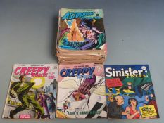 Twenty-three British comic books including Creepy Worlds 2, Astounding Stories 2, Secrets of the