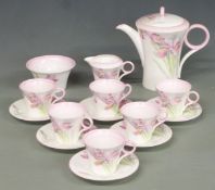 Shelley Art Deco tea set decorated with pink irises