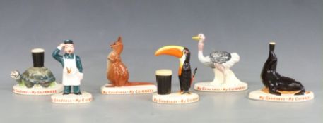 Six original Carltonware Guinness advertising figures, tallest 9cm